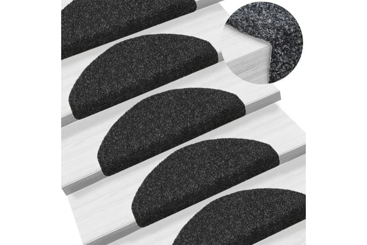 Trappstegsmattor självhäftande 10 st svart 65x21x4 cm brodyr - Svart - Textilier & mattor - Mattor - Specialmatta - Trappstegsmattor