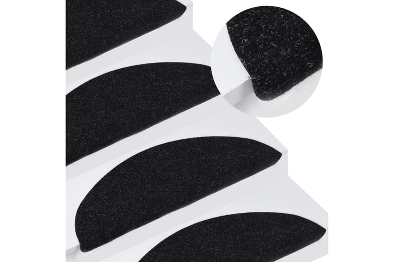 Trappstegsmattor självhäftande 15 st 56x20 cm svart - Svart - Textilier & mattor - Mattor - Specialmatta - Trappstegsmattor
