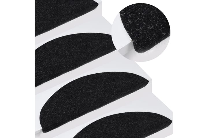 Trappstegsmattor självhäftande 15 st 65x26 cm svart - Svart - Textilier & mattor - Mattor - Specialmatta - Trappstegsmattor