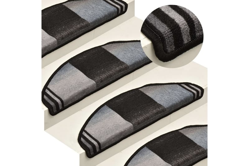 Trappstegsmattor självhäftande 5 st 65x25 cm svart och grå - Svart - Textilier & mattor - Mattor - Specialmatta - Trappstegsmattor
