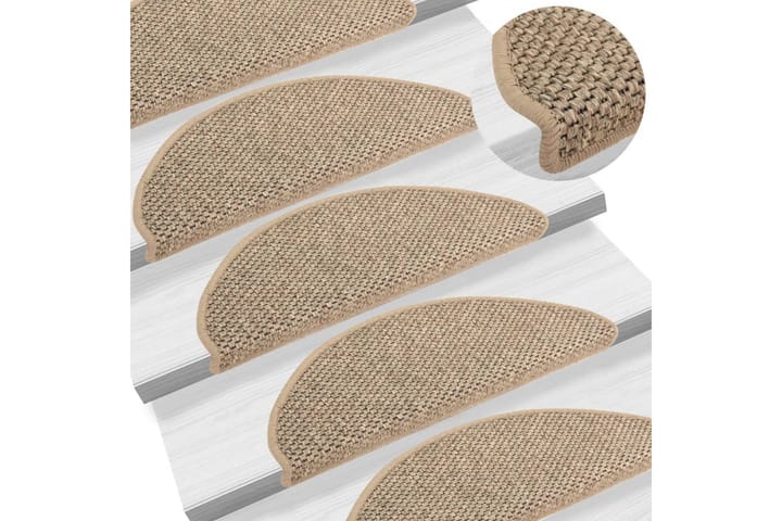Trappstegsmattor självhäftande sisal 15 st 65x25 cm - Beige - Textilier & mattor - Mattor - Specialmatta - Trappstegsmattor