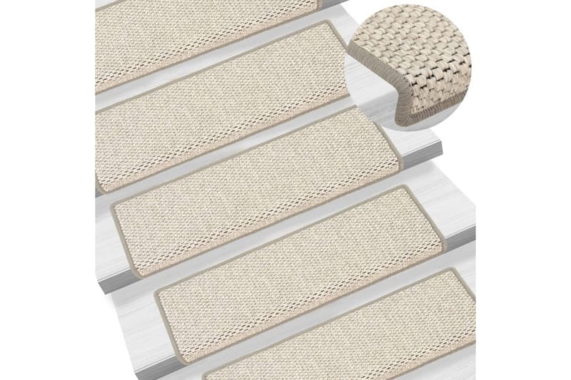 Trappstegsmattor självhäftande sisal 15 st 65x25 cm beige - Beige - Textilier & mattor - Mattor - Specialmatta - Trappstegsmattor