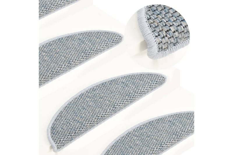 Trappstegsmattor självhäftande sisal 15 st 65x25 cm blå - Blå - Textilier & mattor - Mattor - Specialmatta - Trappstegsmattor