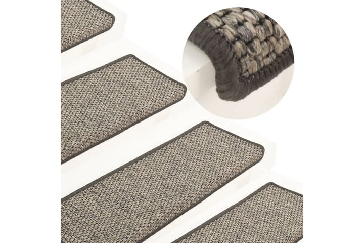 Trappstegsmattor självhäftande sisal 15 st 65x25 cm grå beig - Beige - Textilier & mattor - Mattor - Specialmatta - Trappstegsmattor