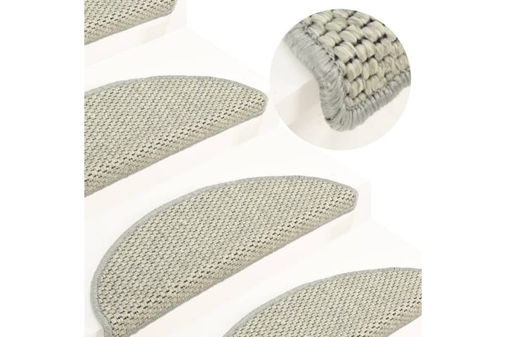 Trappstegsmattor självhäftande sisallook 15 st 56x20 cm grå - Grå - Textilier & mattor - Mattor - Specialmatta - Trappstegsmattor