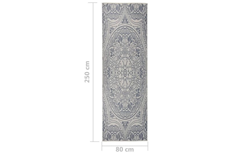 Utomhusmatta plattvävd 80x250 cm blått tryck - Blå - Textilier & mattor - Mattor - Utomhusmattor