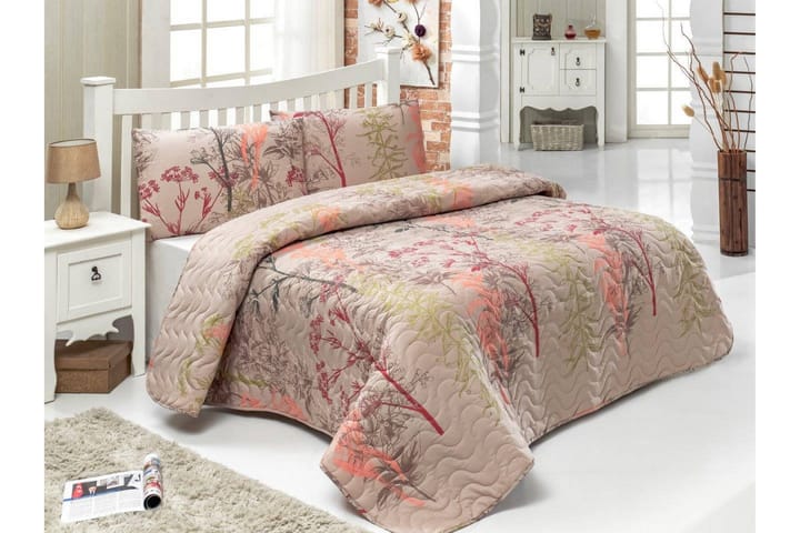 EPONJ HOME Överkast Enkelt 160x220 Quilt+Örngott Beige/Röd - Textilier & mattor - Sängkläder - Påslakan