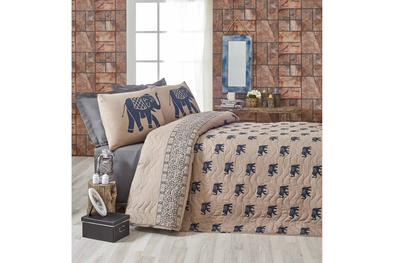 EPONJ HOME Överkast Enkelt 160x220 Quilt+Örngott Blå/Brun - Textilier & mattor - Sängkläder - Påslakan