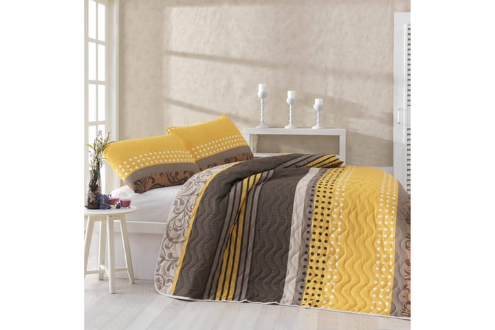 EPONJ HOME Överkast Enkelt 160x220 Quilt+Örngott Gul/Brun - Textilier & mattor - Sängkläder - Påslakan