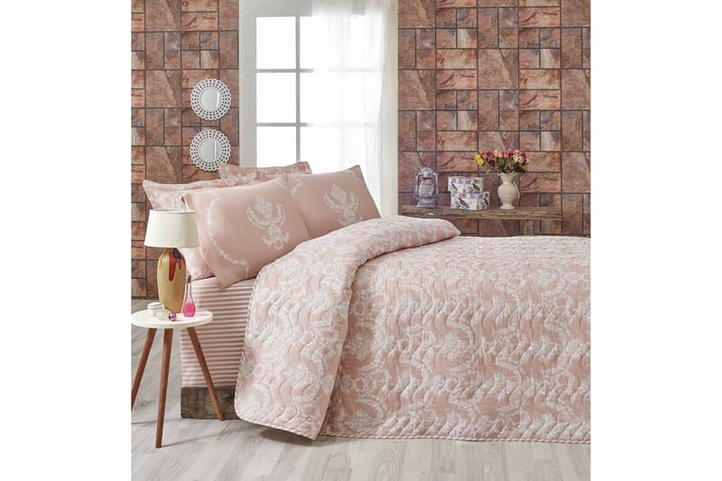 EPONJ HOME Överkast Enkelt 160x220 Quilt+Örngott Rosa/Vit - Textilier & mattor - Sängkläder - Påslakan
