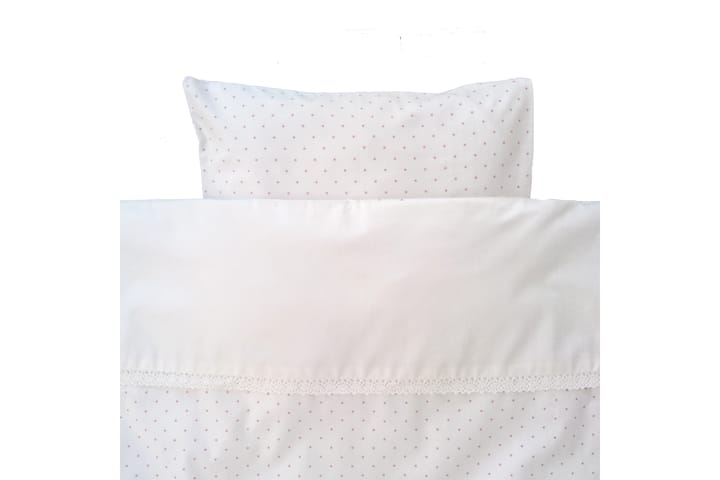 Bäddset spjälsäng vit/rosa dotty eko - Vit/Rosa - Textilier & mattor - Sängkläder