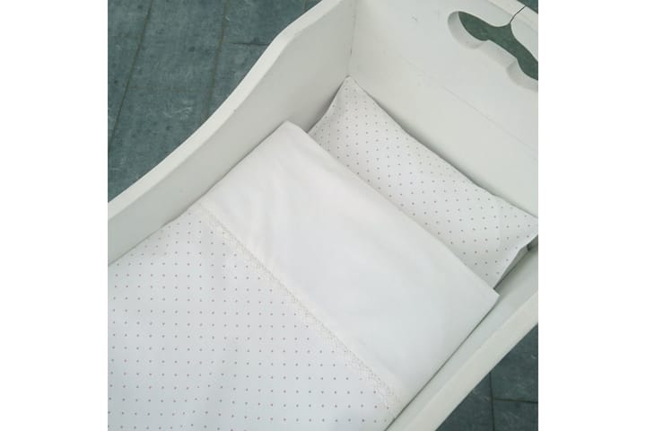 Bäddset vagga vit/rosa dotty eko - Vit/Rosa - Textilier & mattor - Sängkläder