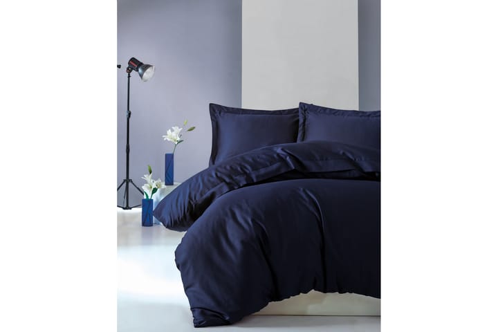 COTTON BOX Bäddset Dubbelt 4-dels Premium Satin Mörkblå - Textilier & mattor - Sängkläder