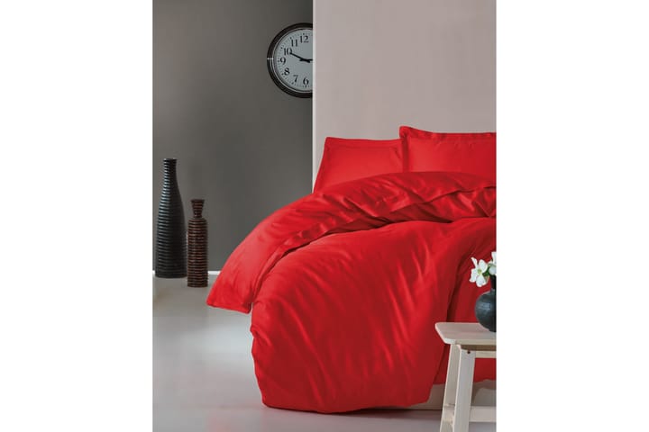 COTTON BOX Bäddset Dubbelt 4-dels Premium Satin Röd - Textilier & mattor - Sängkläder