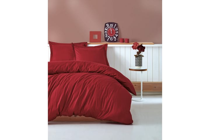 COTTON BOX Bäddset Dubbelt 4-dels Premium Satin Röd - Textilier & mattor - Sängkläder