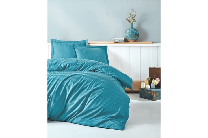 COTTON BOX Bäddset Dubbelt 4-dels Premium Satin Turkos - Textilier & mattor - Sängkläder
