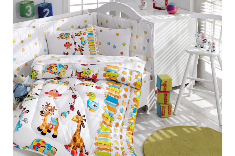 COTTON BOX Sovpaket Baby 6 Delar Ranforce Vit/Turkos/Multi - Textilier & mattor - Sängkläder