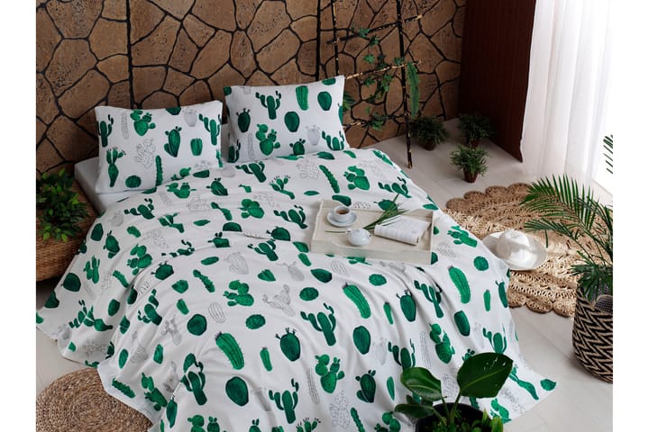 ENLORA HOME Överkast 200x235 Vit/Grön - Textilier & mattor - Sängkläder