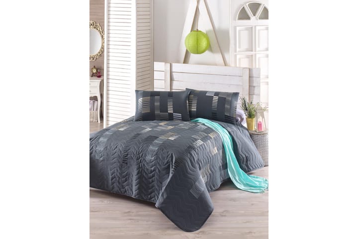 EPONJ HOME Överkast Dubbelt 200x220 Quilt+2 Örngott Grå - Textilier & mattor - Sängkläder