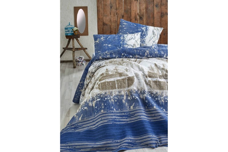 EPONJ HOME Överkast Dubbelt 200x235 Blå/Vit - Textilier & mattor - Sängkläder