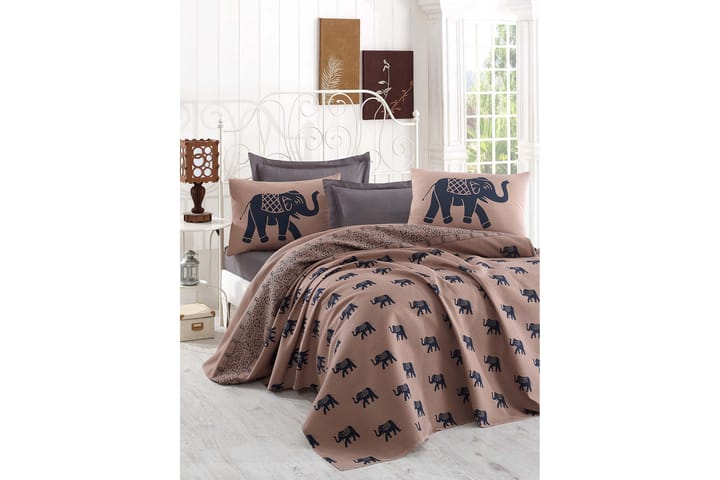 EPONJ HOME Överkast Dubbelt 200x235 Brun/Blå - Textilier & mattor - Sängkläder