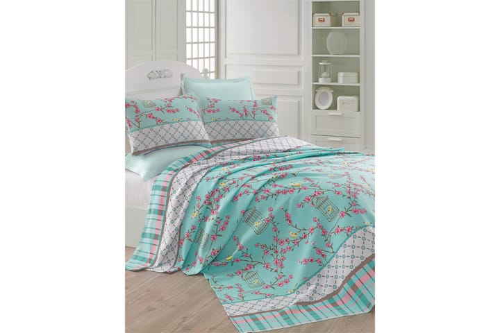 EPONJ HOME Överkast Enkelt 160x235 Turkos/Multi - Textilier & mattor - Sängkläder