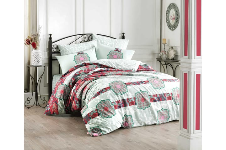HOBBY Bäddset Dubbelt 4-dels Ranforce Mint/Multi - Textilier & mattor - Sängkläder
