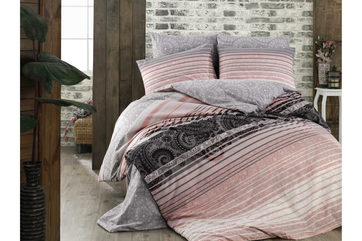 HOBBY Bäddset Enkelt 3-dels Ranforce Rosa/Vit/Grå/Svart - Textilier & mattor - Sängkläder - Bäddset & påslakanset - Bäddset dubbelsäng