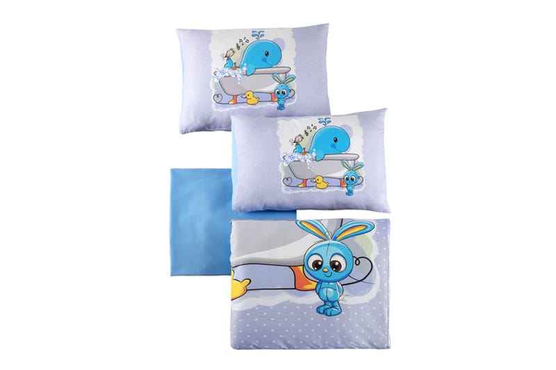 PATIK Bäddset Baby 4-dels Ranforce Lila/Vit/Blå/Gul - Textilier & mattor - Sängkläder - Bäddset & påslakanset - Bäddset enkelsäng