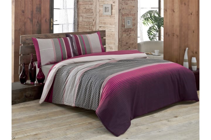 VICTORIA Bäddset Dubbelt 4-dels Rosa/Multi - Textilier & mattor - Sängkläder
