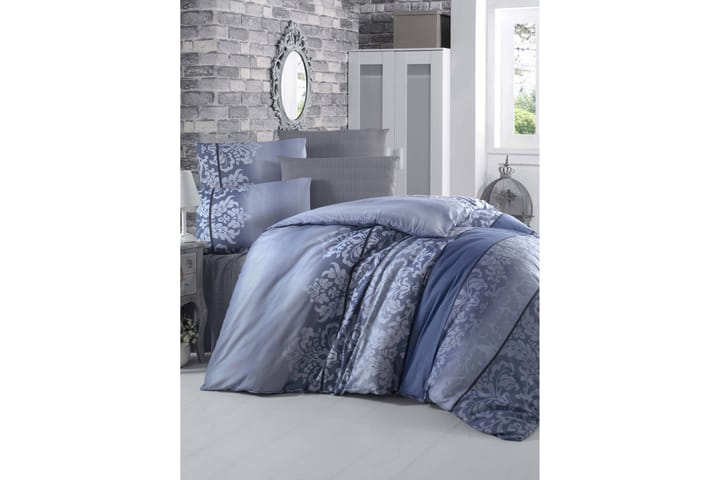 VICTORIA Bäddset Enkelt 3-dels Blå/Mörkblå - Textilier & mattor - Sängkläder