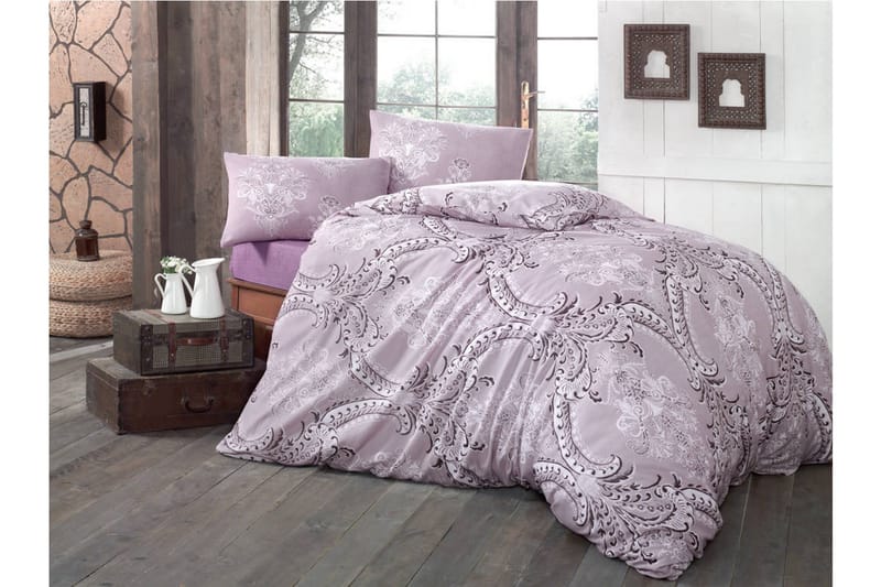 VICTORIA Bäddset Enkelt 3-dels Lila/Vit - Textilier & mattor - Sängkläder