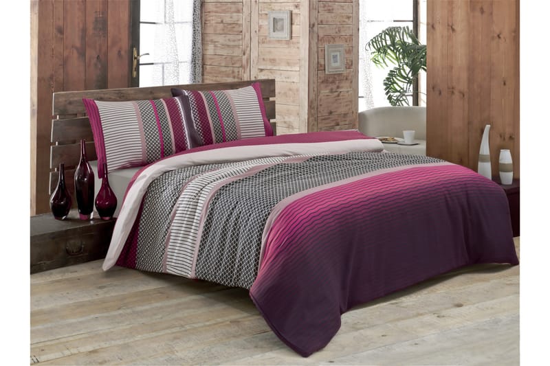 VICTORIA Bäddset Enkelt 3-dels Rosa/Multi - Textilier & mattor - Sängkläder