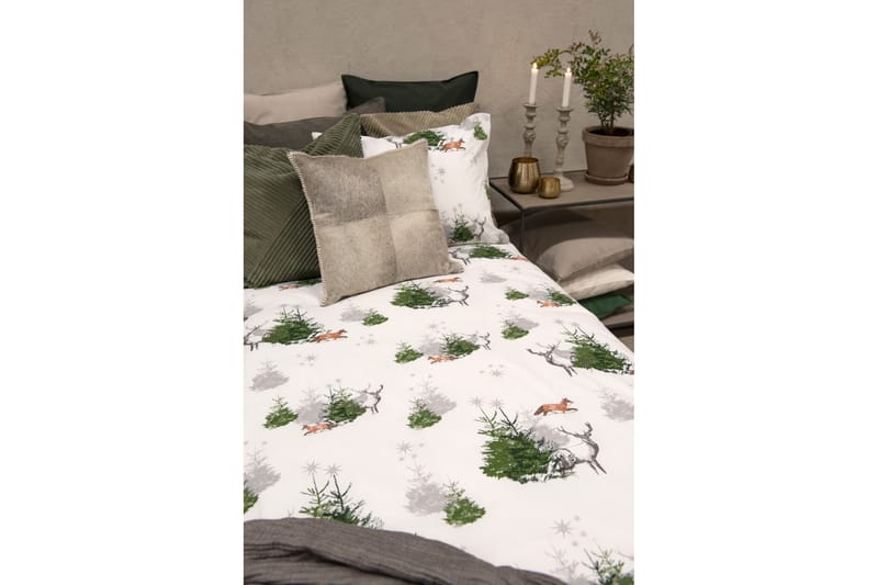 VINTERRÄV Bäddset Vit/Grå/Grön - Textilier & mattor - Sängkläder