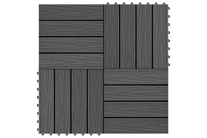 Trall 11 st djupt mönster WPC 30x30 cm 1 kvm svart - Svart - Utemöbler - Balkong - Balkonggolv - Trall balkong