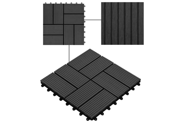 Trall 22 st 30x30 cm 2 kvm WPC svart - Svart - Utemöbler - Balkong - Balkonggolv - Trall balkong
