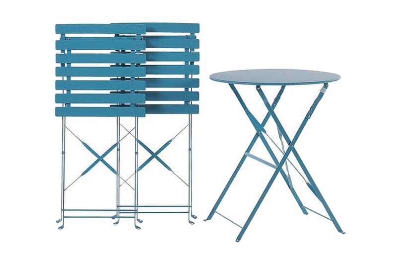 ALATRI Cafébord Runt 60 cm Blå + 2 Stolar - Utemöbler - Utemöbelgrupp - Caféset