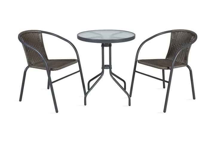 Balkong set BISTRO bord och 2 stolar D60xH70 grå - Utemöbler - Utemöbelgrupp - Caféset