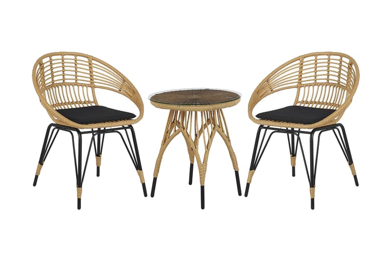 Balkongset av bord och 2 stolar rotting PELLARO - Trä/natur - Utemöbler - Utemöbelgrupp - Caféset