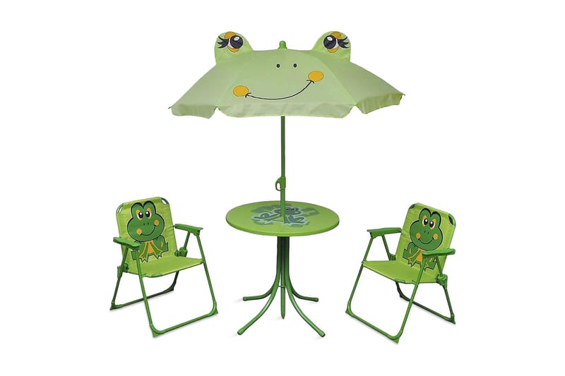 Cafébord för barn med parasoll 3 delar grön - Grön - Utemöbler - Utemöbelgrupp - Caféset