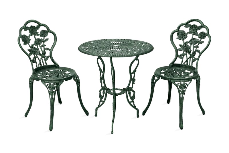 Caféset 3 delar gjuten aluminium grön - Grön - Möbler - Vardagsrum - Soffbord & vardagsrumsbord - Avlastningsbord