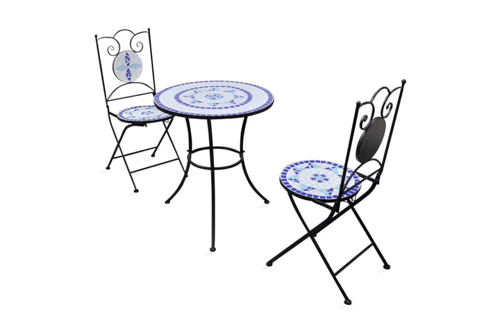 Caféset 3 delar keramik blå och vit - Blå - Utemöbler - Utemöbelgrupp - Caféset