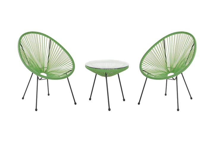 CAYACO Balkongbord 70 cm Konstrotting/Grön + 2 Stolar - Utemöbler - Utemöbelgrupp - Caféset