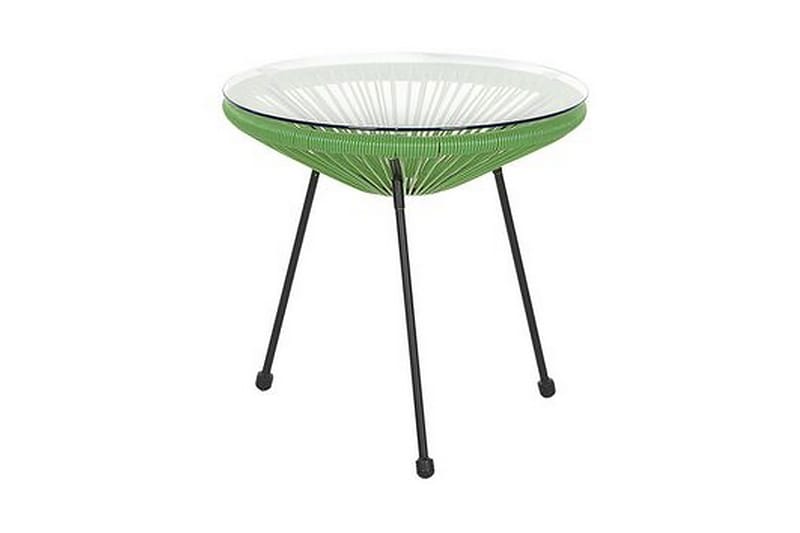 CAYACO Balkongbord 70 cm Konstrotting/Grön + 2 Stolar - Utemöbler - Utemöbelgrupp - Caféset