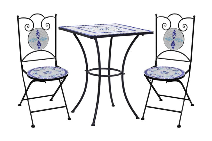Mosaikbord 3 st keramik blå och vit