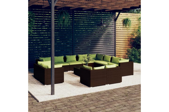 Loungegrupp för trädgården med dynor 13 delar konstrotting b - Brun - Utemöbler - Utemöbelgrupp - Loungegrupp