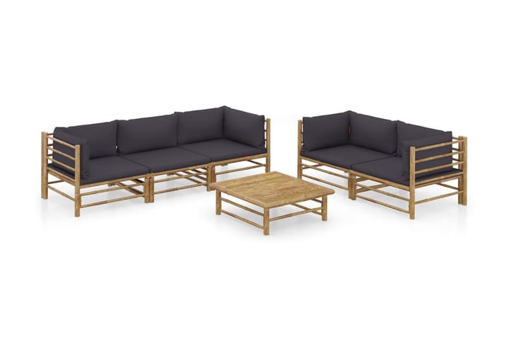 Loungegrupp för trädgården med mörkgrå dynor 6 delar bambu - Grå - Möbler - Vardagsrum - Soffbord & vardagsrumsbord - Soffbord