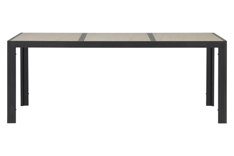 KENYS Matbord 195 cm Svart/Beige + 6 CAMILIL Stolar - Utemöbler - Utemöbelgrupp - Matgrupper utomhus