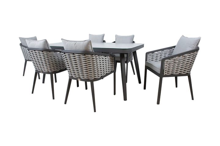 Marie Trädgårdmöbelset med 6 stolar Grå - Utemöbler - Utemöbelgrupp - Matgrupper utomhus