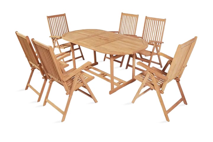 Matgrupp för trädgården med hopfällbara stolar 7 delar teakt - Brun - Utemöbler - Utemöbelgrupp - Matgrupper utomhus
